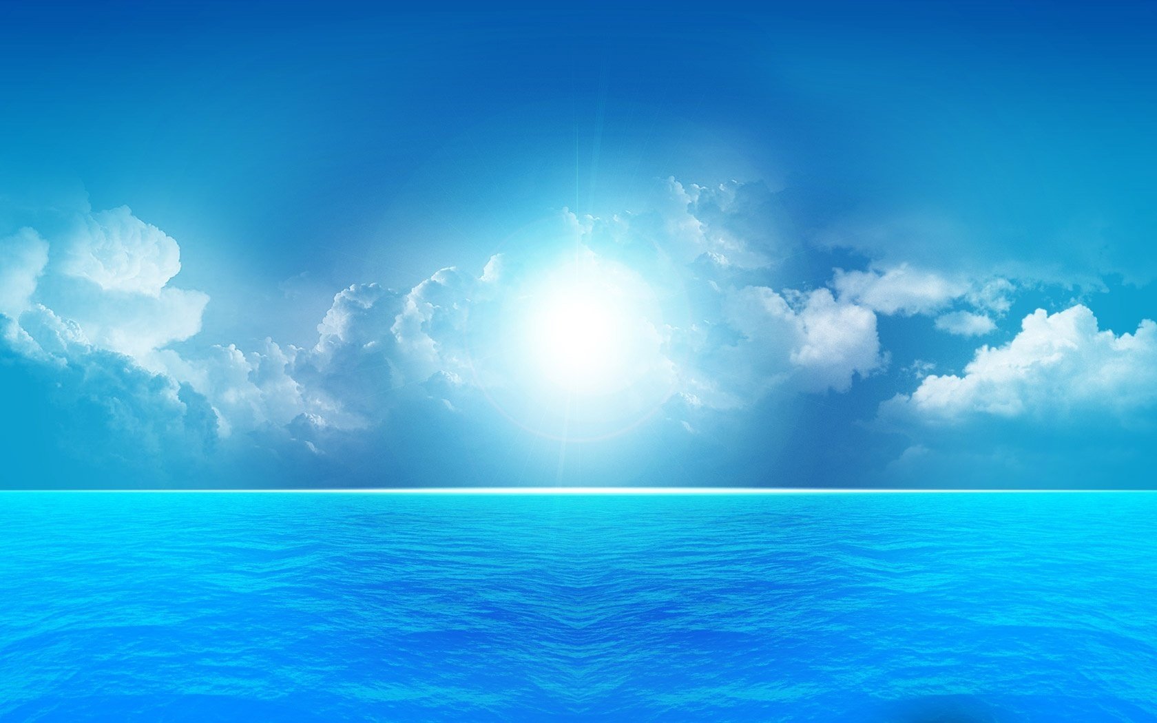 lights in the sky quiet sea horizon the sky water the sun clouds blue nature