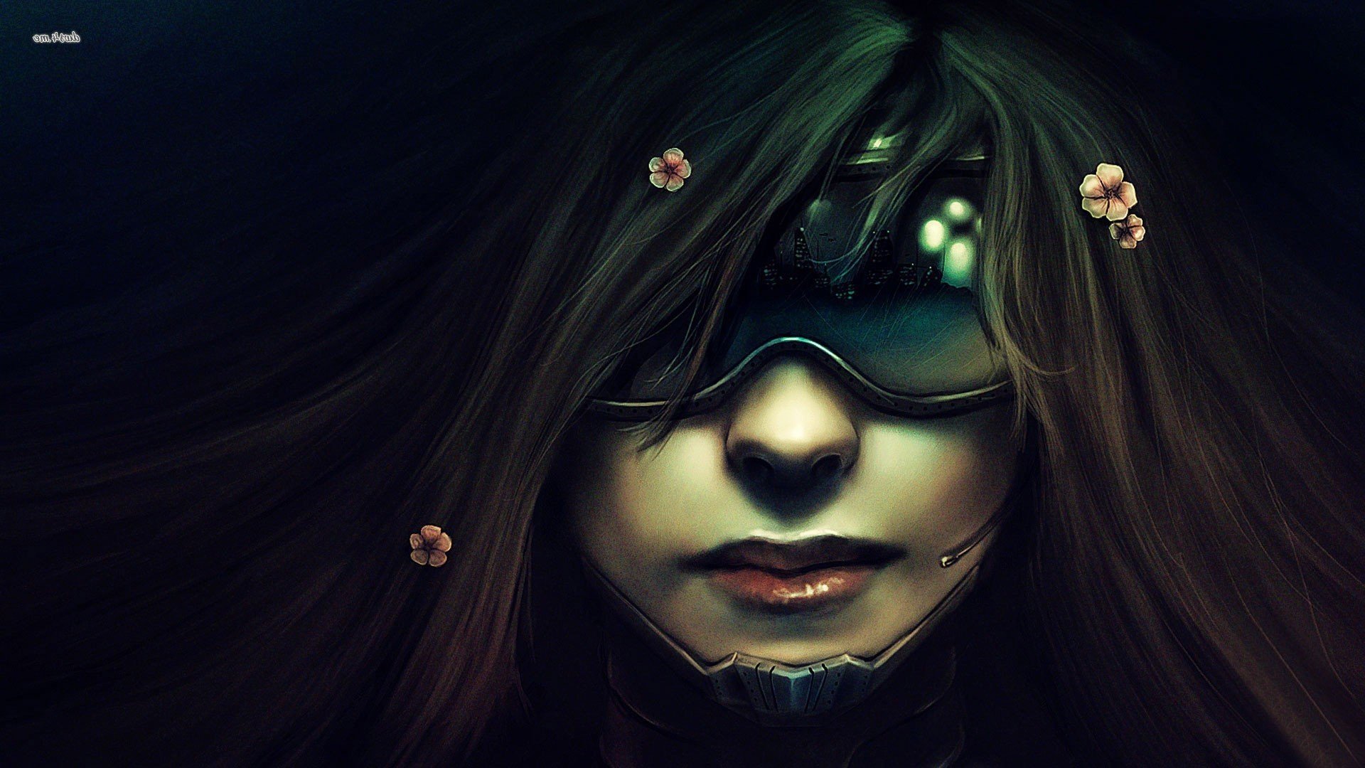 cyberpunk girl face sunglasse