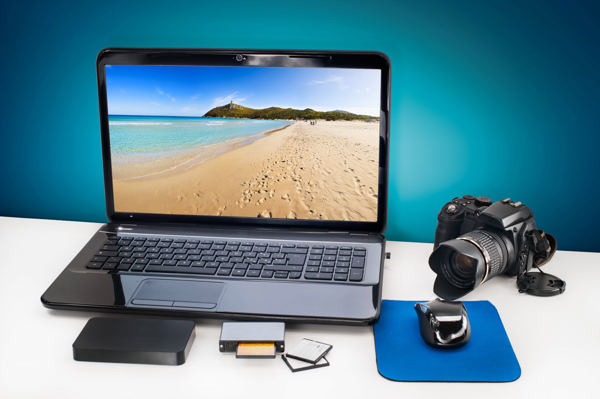 hi-tech technology desktop desktop laptop touchpad laptop screen marine landscape camera camera digital camera computer mouse mice external hard disk card reader cards memory bokeh wallpaper