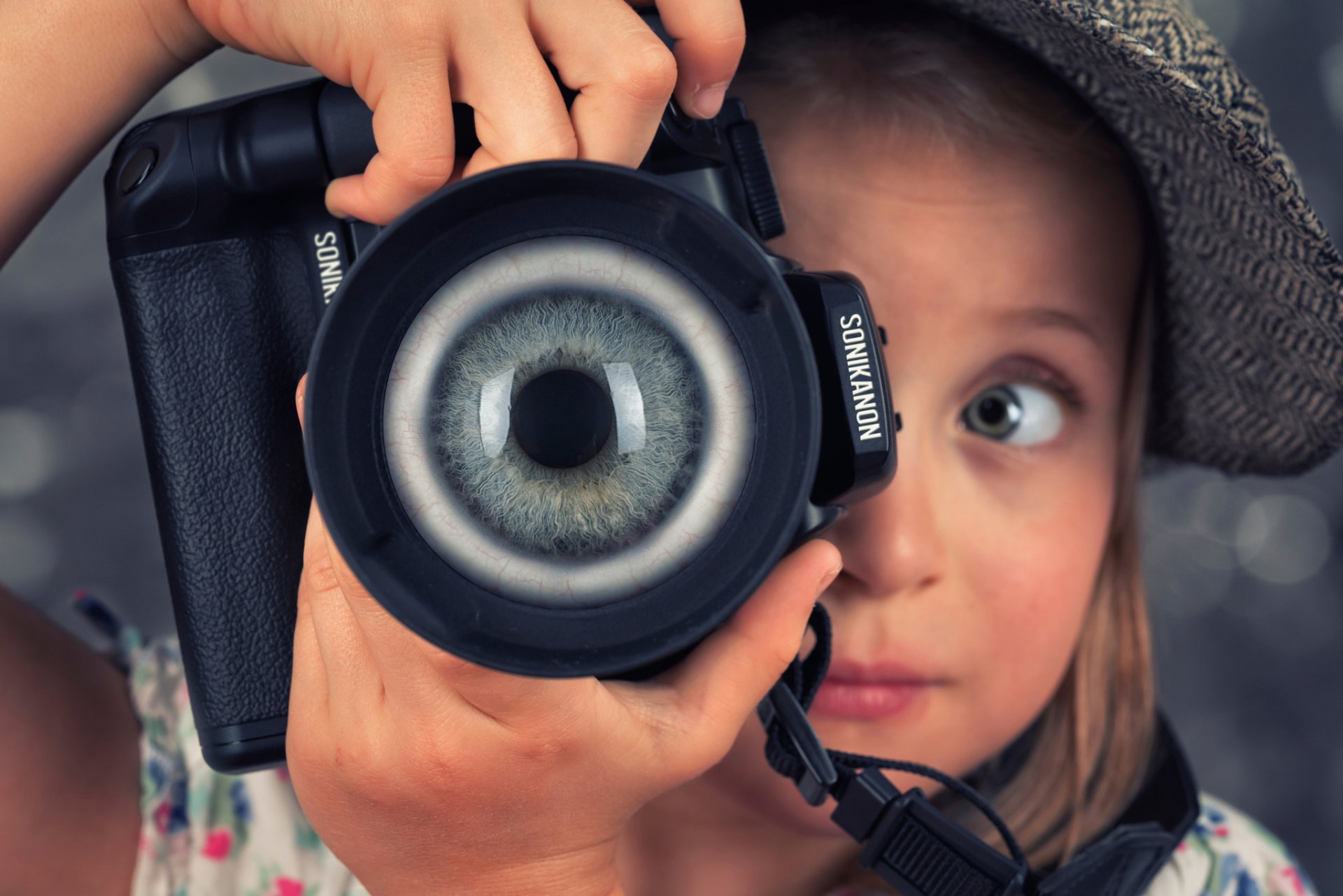 ragazza macchina fotografica occhio