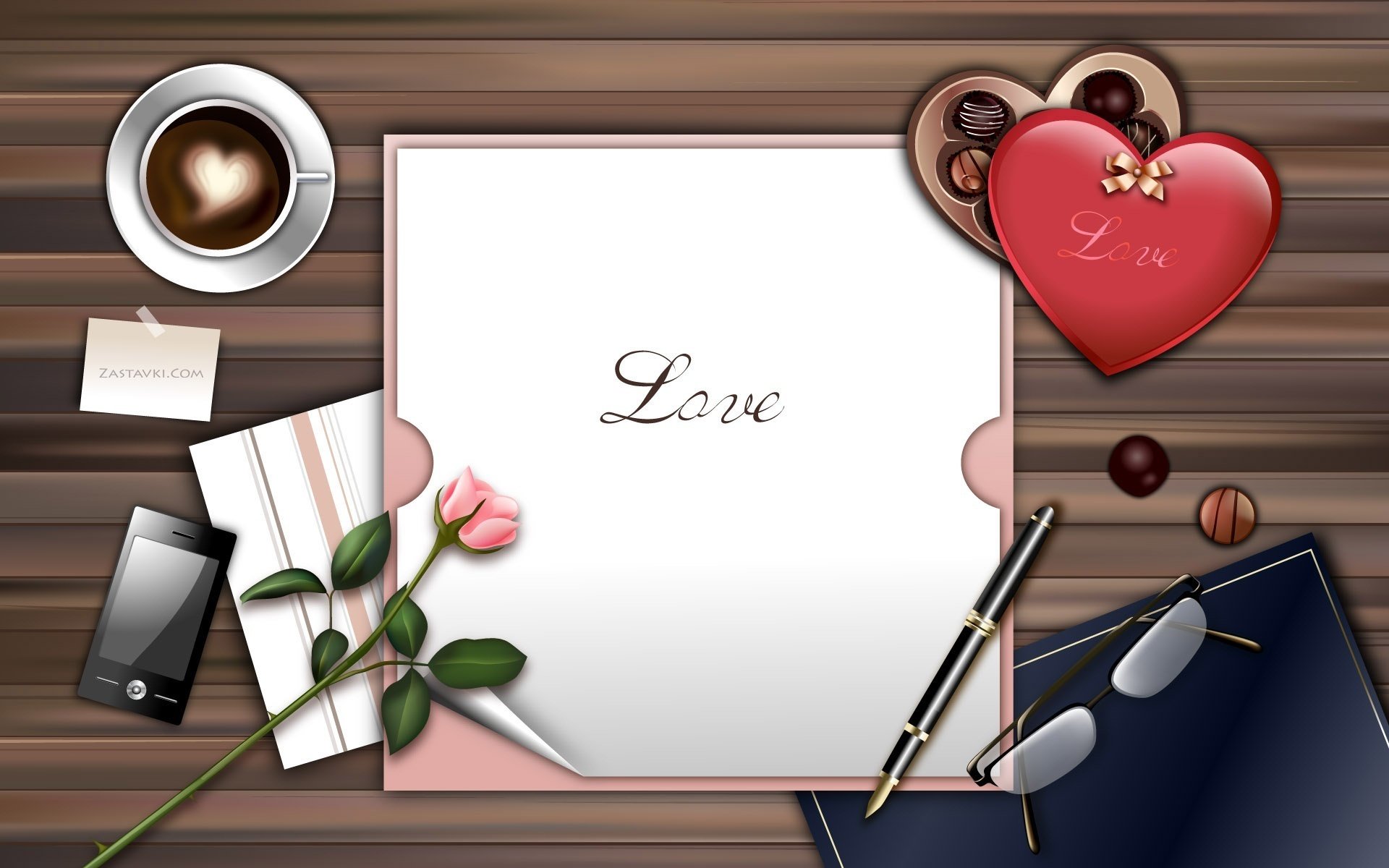 conjunto de amantes carta café dulces dibujo amor espuma corazón caja pluma gafas palabra rosa flor teléfono nota mesa hoja hombres mujeres
