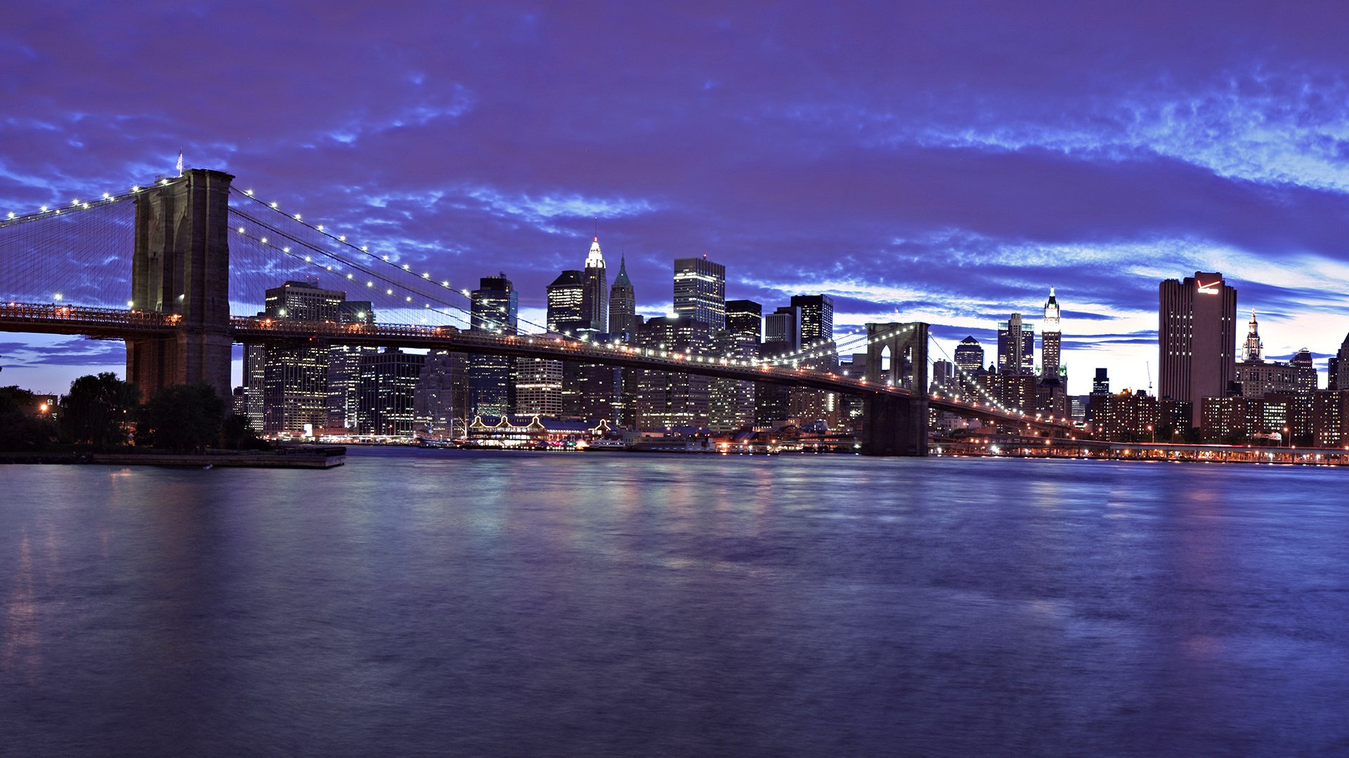 mundo maravilloso luces de la noche ciudad puente río agua rascacielos luces noche cielo nocturno luces de la ciudad