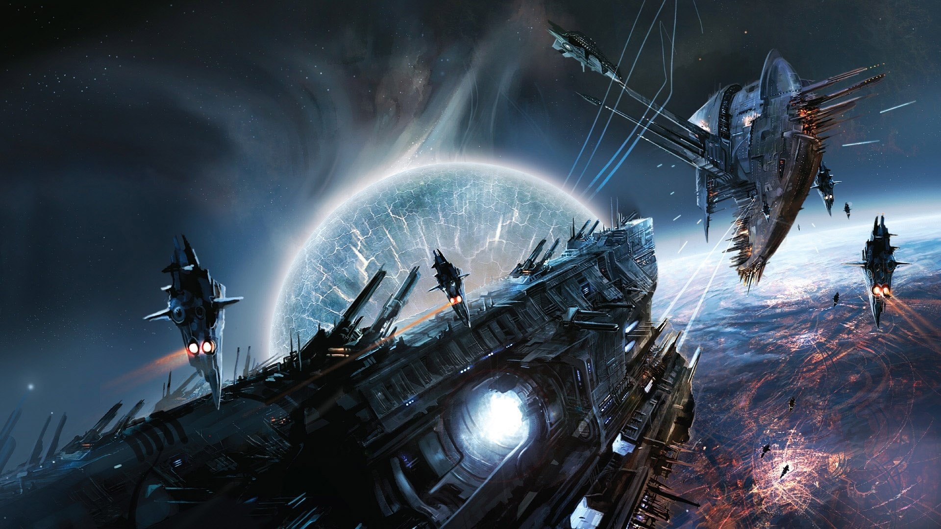 kosmos statki lasery walka wojna planeta bitwa technika gwiazdy