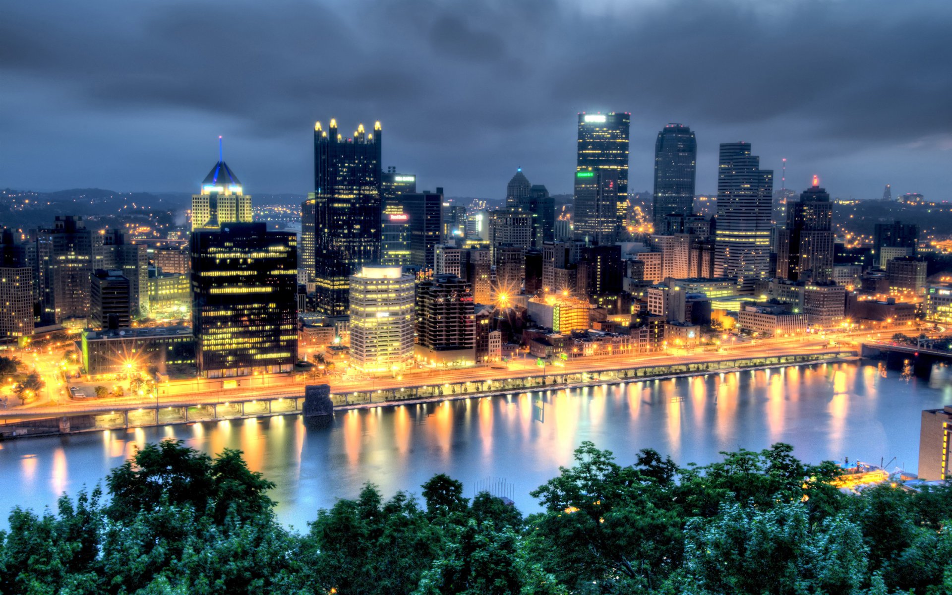 the lights on the coast city lights water city night the night sky the lights of the city