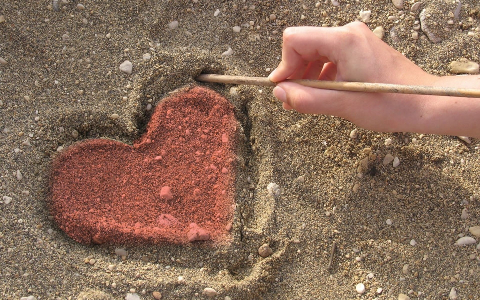 patrón en la arena corazón amor