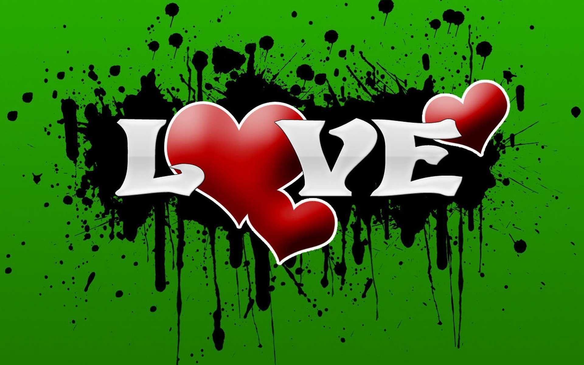 doppio cuore grafiti amore sfondo verde