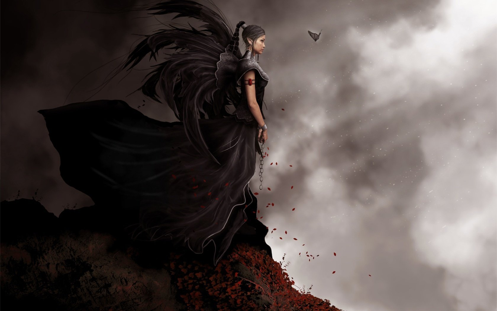 developing skirt dark-haired beauty feather