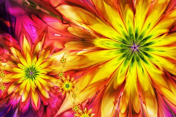 Fleurs solaires lumineuses fantastiques
