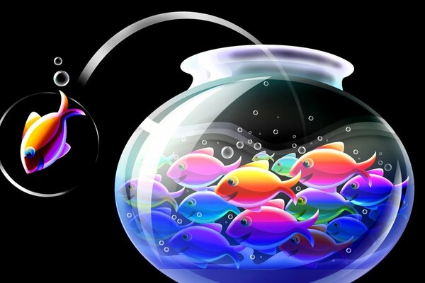 Fondo de fantasía con especímenes multicolores en peces de acuario