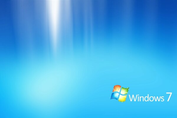 Logotipo de microsoft windows 7 sobre fondo azul resaltado