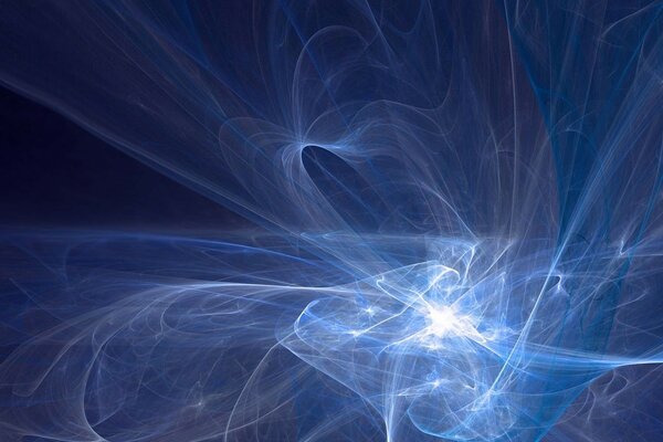 Astrazione esplosione di energia trasparente su sfondo blu