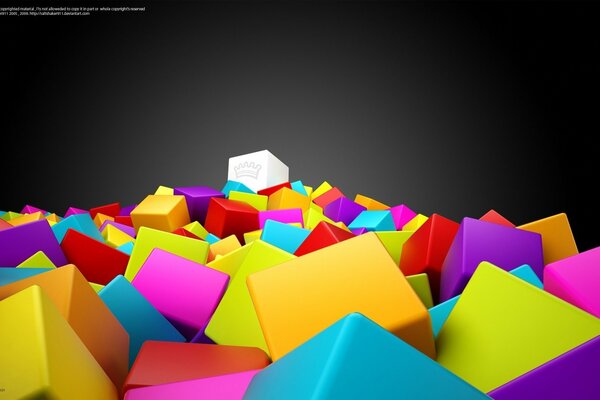 Cube avec une Couronne sur des cubes multicolores