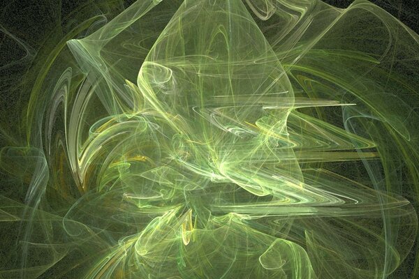 Green structure of tangled lines resembling the shape of plants