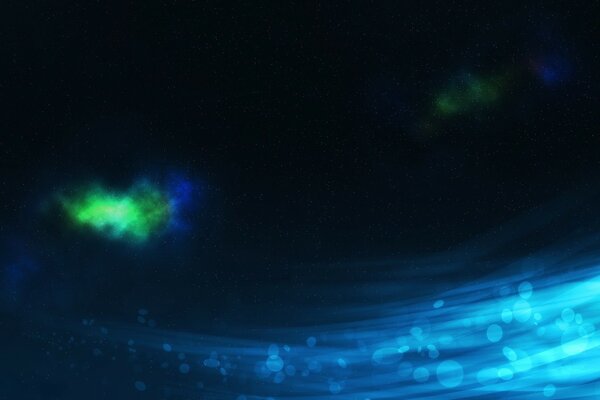 Image de rayons Cosmiques et étoiles vertes rougeoyantes