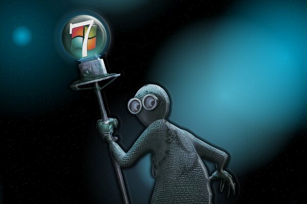 Logo microsoft sur la lanterne Alien