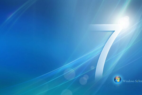 Resplandor azul con el emblema de windows 7