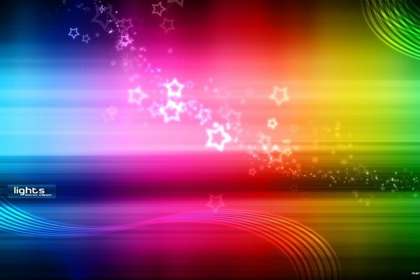 Fantasía. Rayas de arco iris, líneas de estrellas