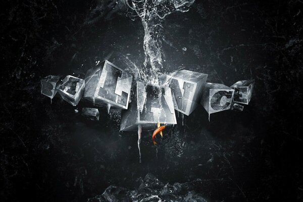 Ice cubes with the inscription balance on a black background