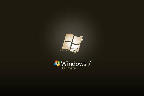 Logo or discret de microsoft windows 7 sur fond noir