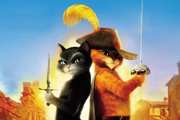Bild von einer Katze in Cartoon-Stiefeln