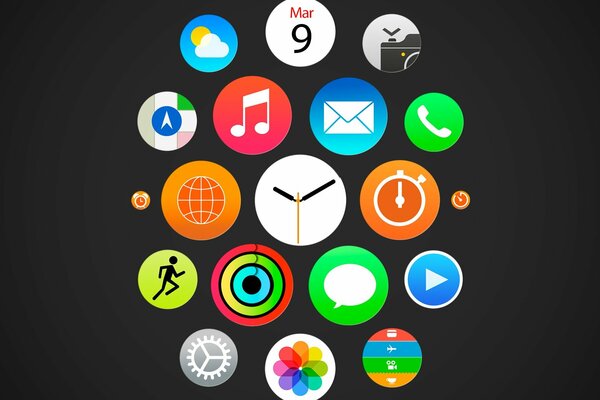 Apple-Uhr-Menü auf schwarzem Hintergrund