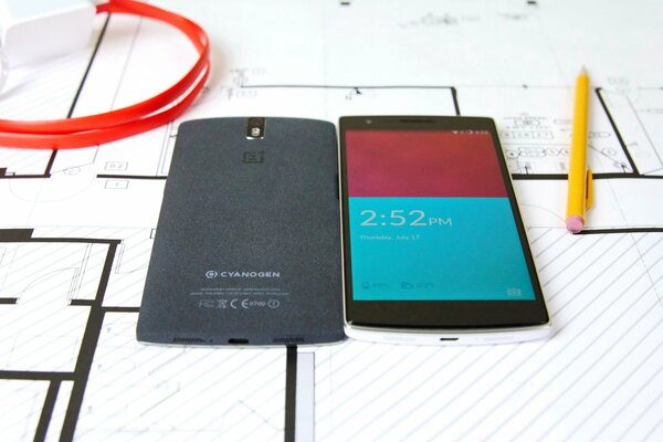 Smartphone one Plus in der Zeichnung