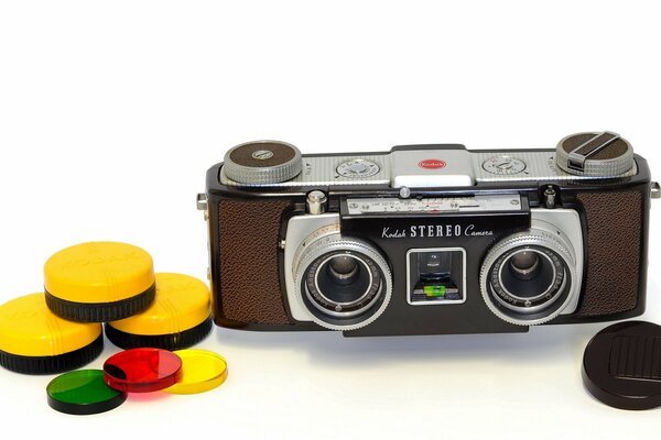 Kodak Stereokamera mit mehrfarbigen Filtern