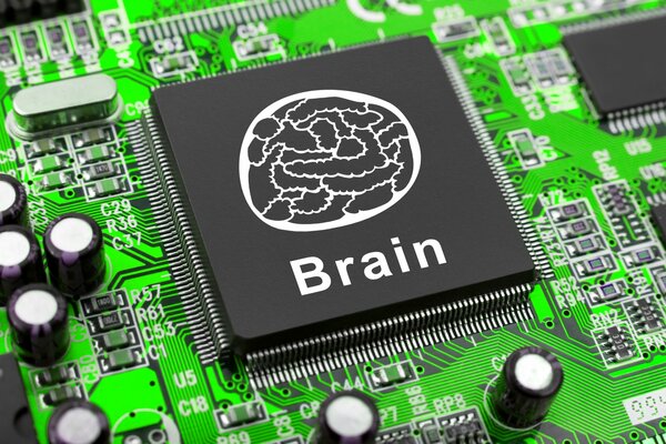 Microprocessor on the board with the signature brain 
