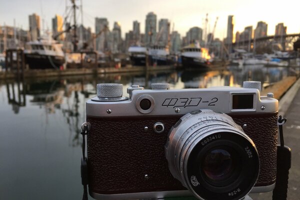 The big city was photographed with an old camera