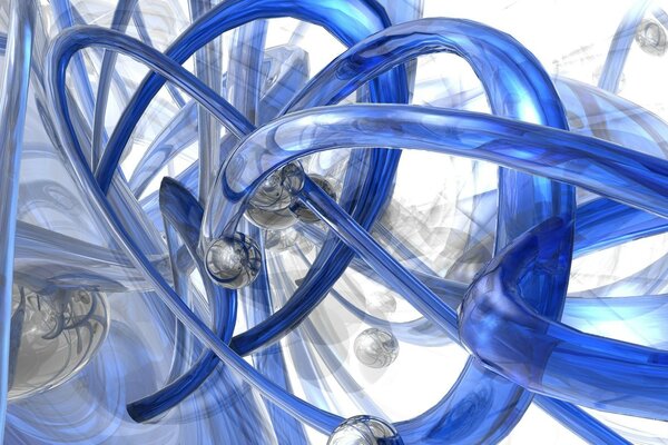 Metallkugeln in Schwerelosigkeit mit Bewegung durch Rohre