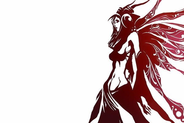 Grafische Silhouette eines Mädchens mit Flügeln