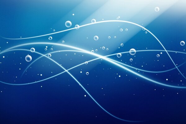Astrazione blu. Linee, bolle