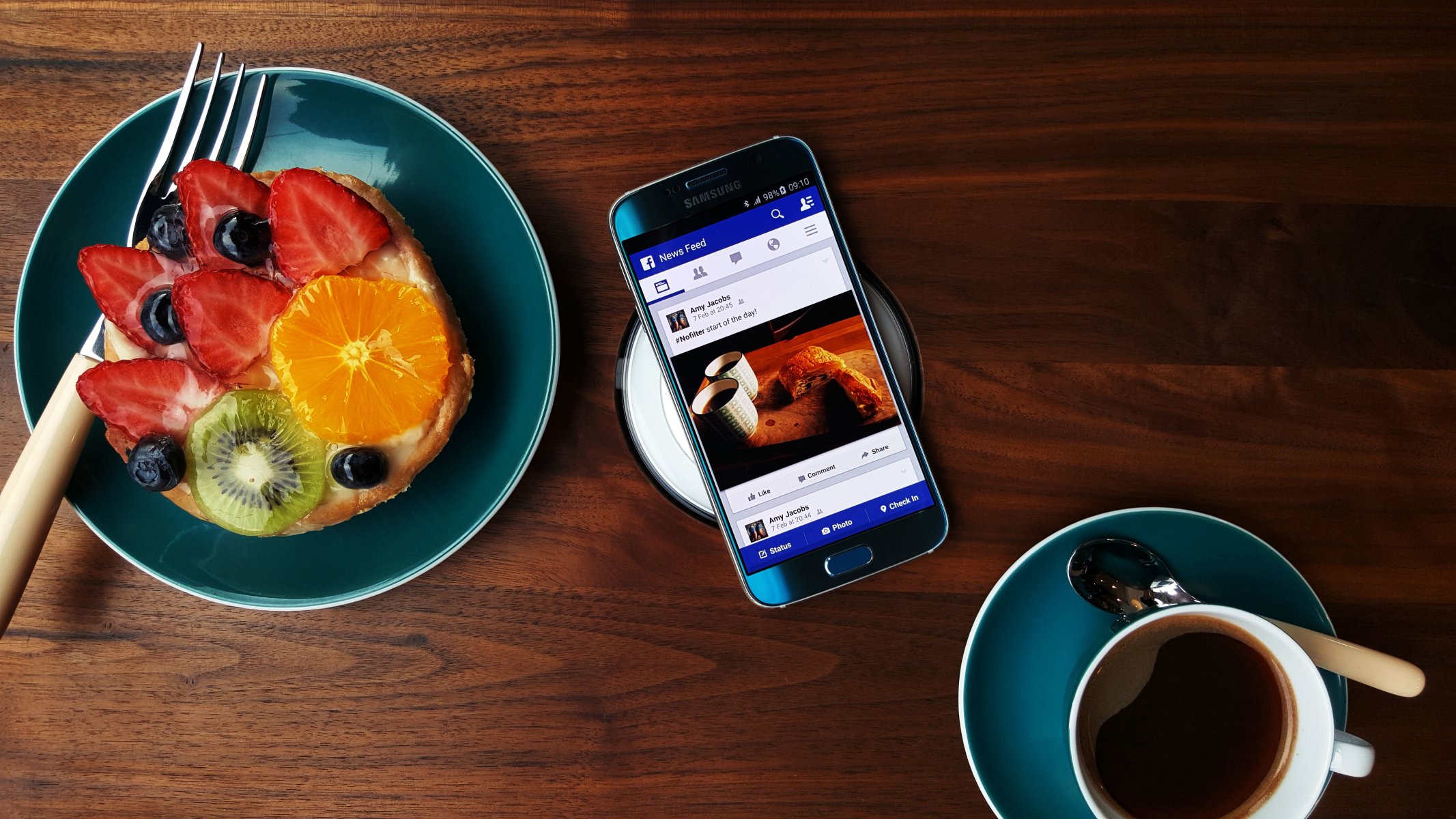 amsung galaxy s6 android smartphone 2015 alimentos café