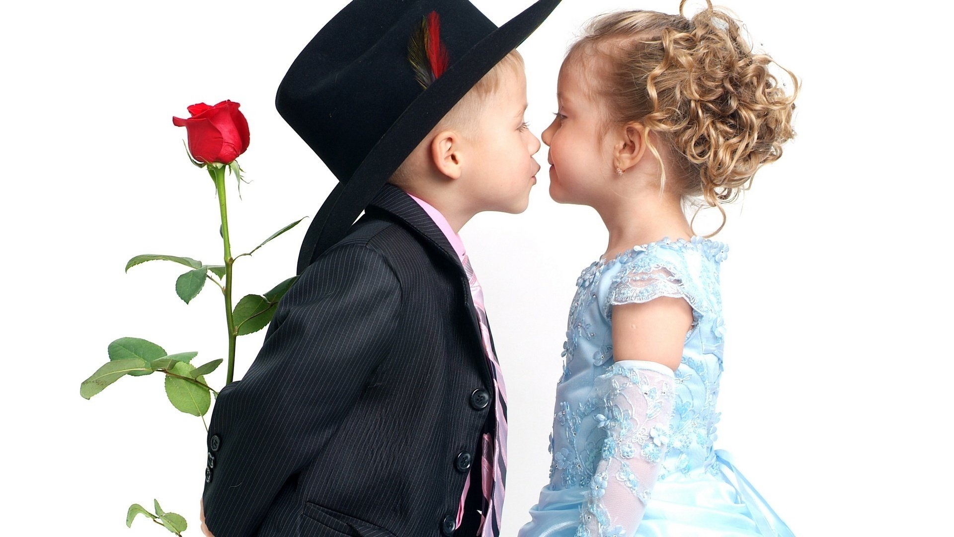 trajes de fiesta paracaídas caballero frac niños rosa amor beso flor niño niña princesa romance fondo reconocimiento