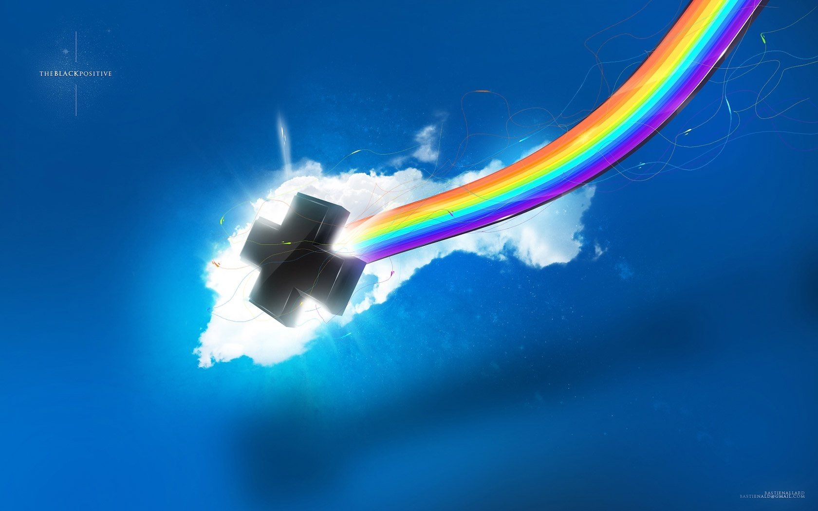 cross rainbow the sky creative