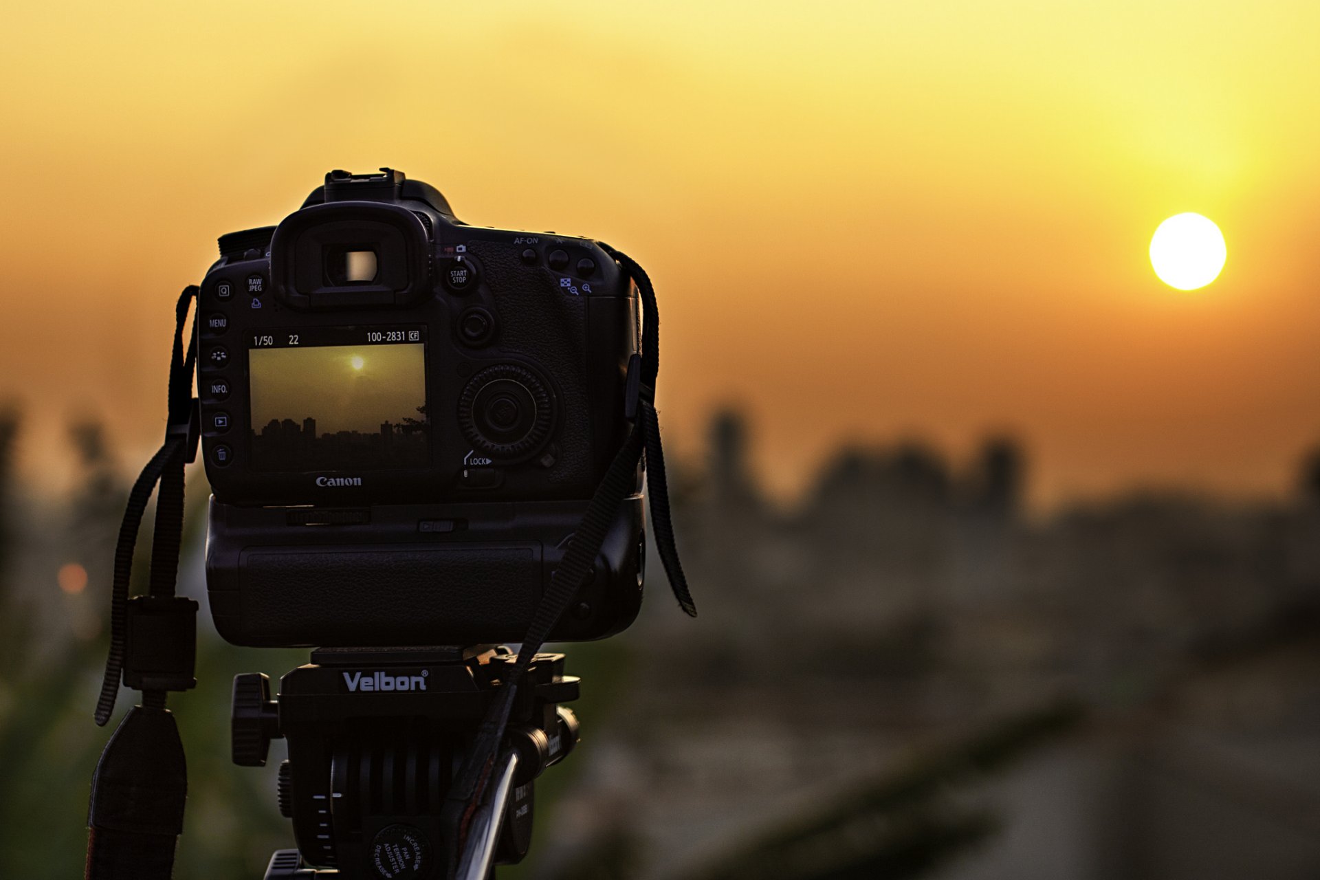 canon a camera display sunset sun