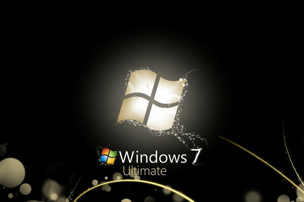 Windows 7 Ultimate en un fondo oscuro