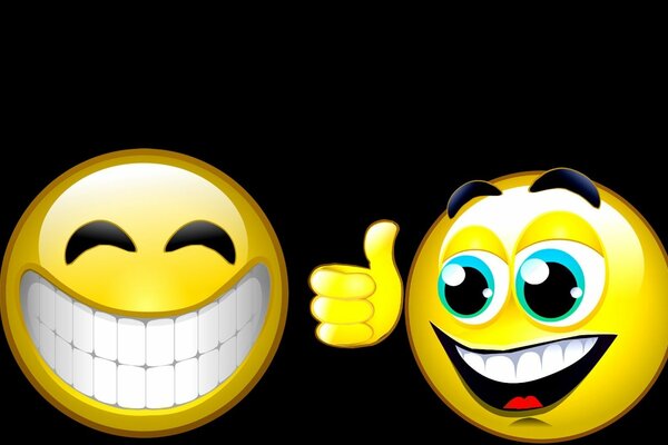 Dos emoticonos sonrientes positivos