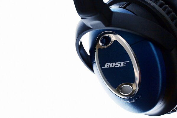 Headphones with the Bose logo. Blue color