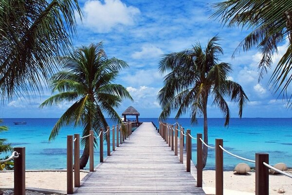 Embarcadero en una hermosa isla paradisíaca