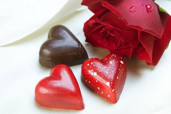 Romantic candy heart with a rose