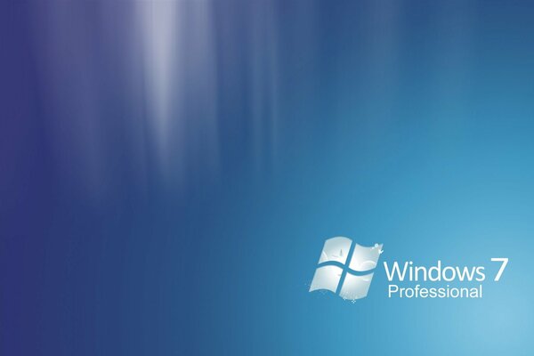 Logotipo de Windows siete en la esquina sobre un fondo azul