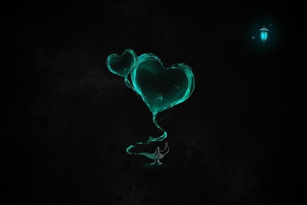 Minimalistic air hearts on a black background