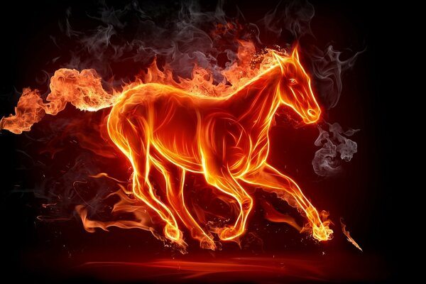 Creative image of a fiery horse