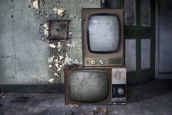 The interior of old TVs in an old room