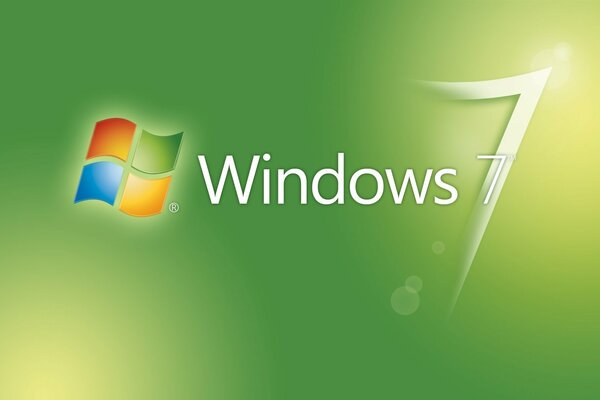 Windows 7 auf grünem Hintergrund