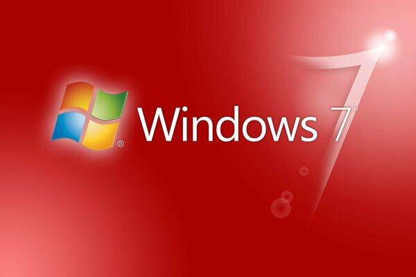 Logotipo de Windows siete en el fondo rojo