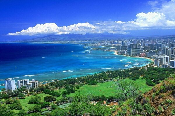 Amazing panorama of the city by the water