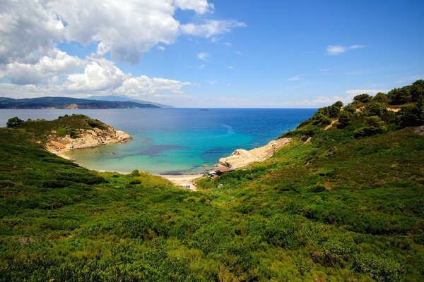 Costa de montaña en vegetación verde