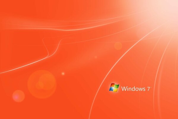 Logotipo de Windows siete en el fondo anaranjado